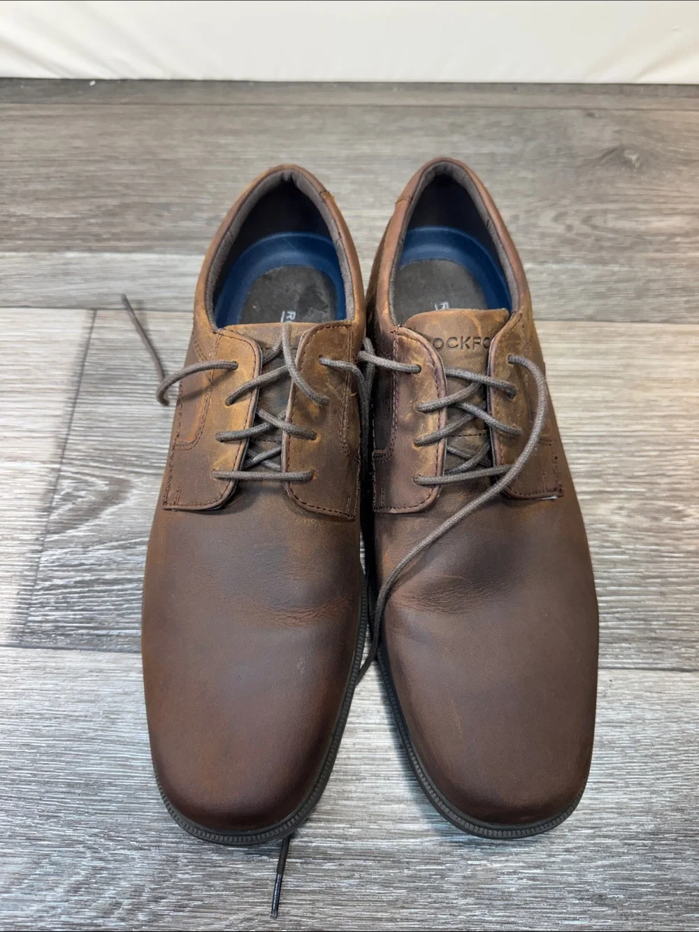 Rockport Men's Brown Leather Lace-Up Oxfords Sz 9 (h7)